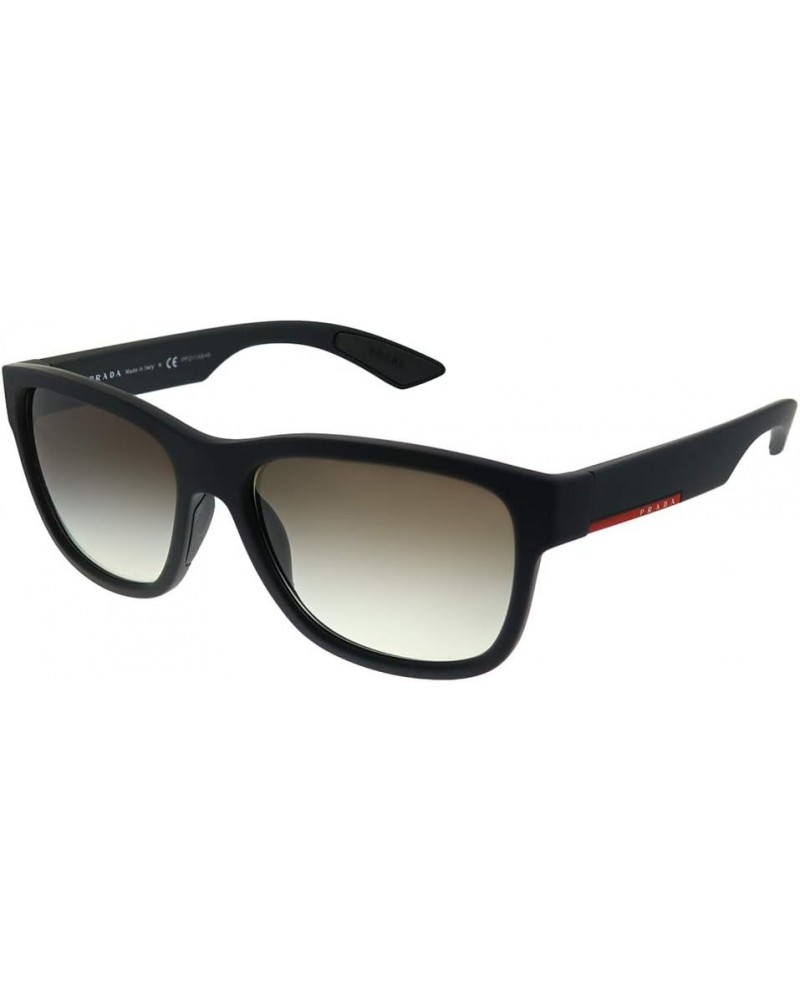 Lifestyle PS 03QS DG00A7 Black Rubber Plastic Rectangle Sunglasses Grey Gradient Lens $49.80 Rectangular