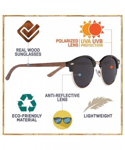 Polarized Walnut Wood Sunglasses for Men and Women | Black Polarized Lenses and Real Wooden Frame | 100% UVA/UVB Ray Protecti...