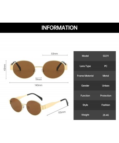 90s Retro Oval Sunglasses - Metal Frame Classic Round Shades for Women Men UV400 Protection Sun Glasses Outdoor Gold Brown $8...