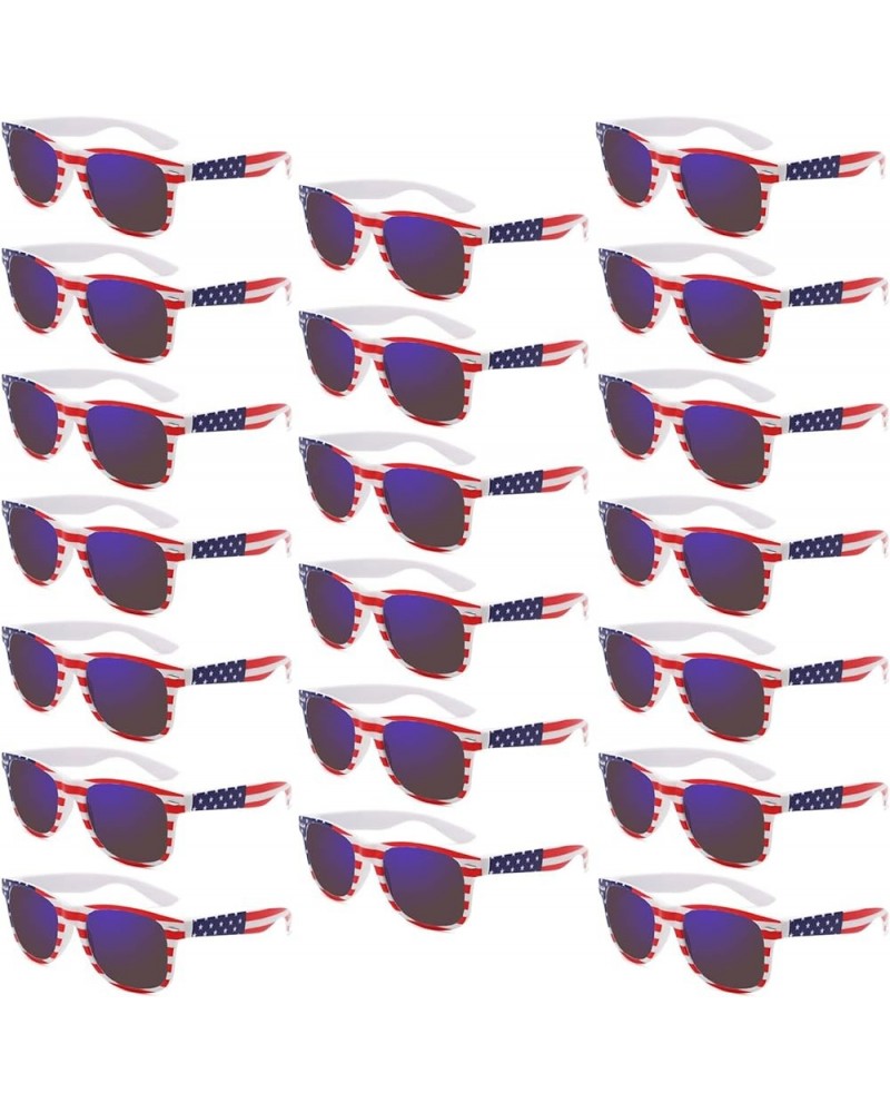 Bulk American Flag Sunglasses Retro 90s Style Sunglasses for Men Women Independence Day Party Supplies UV400 Protection 20 Bl...