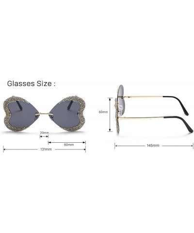 Shiny Rhinestone Love Heart Shape Sunglasses Rimless Diamond Bordered Vintage Sexy Punk Eyeglasses 2pcs red+purple $12.60 But...