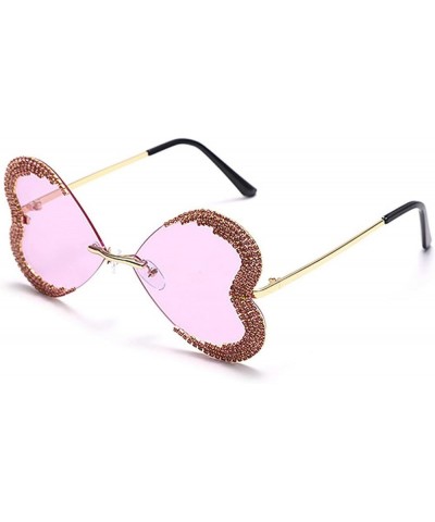 Shiny Rhinestone Love Heart Shape Sunglasses Rimless Diamond Bordered Vintage Sexy Punk Eyeglasses 2pcs red+purple $12.60 But...