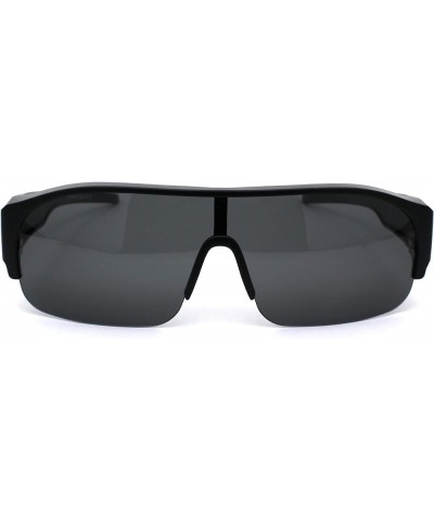 Polarized 60mm Half Rim Rectangle Wear Over Eyeglasses Sunglasses Matte Black $10.37 Designer