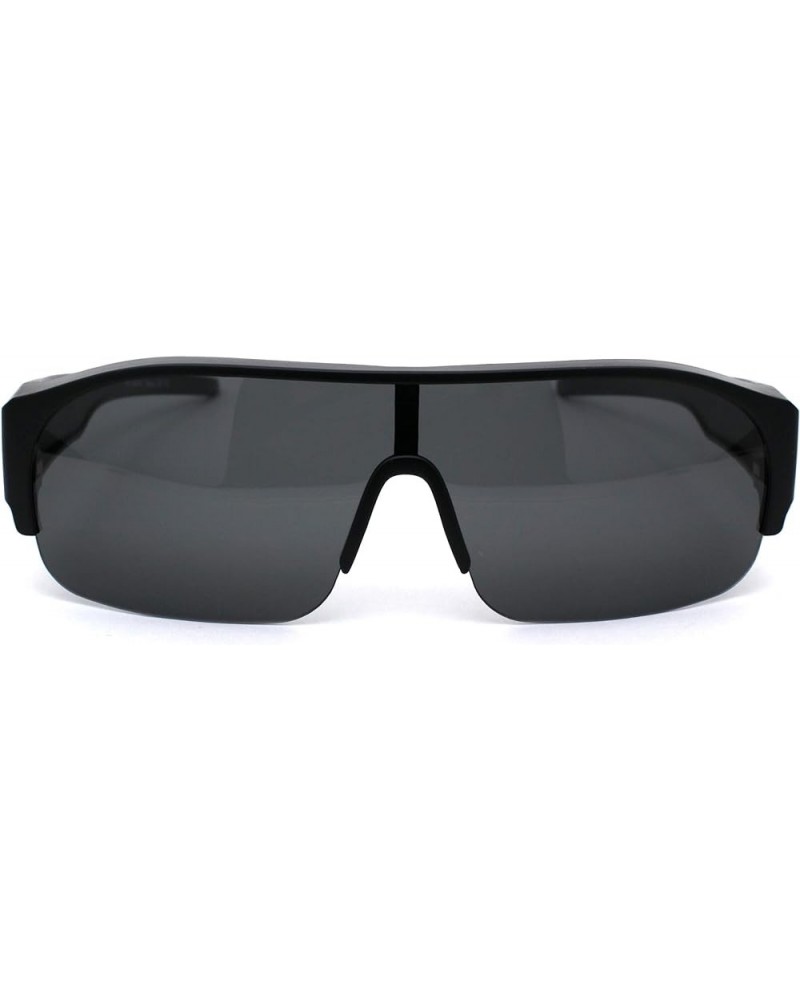 Polarized 60mm Half Rim Rectangle Wear Over Eyeglasses Sunglasses Matte Black $10.37 Designer