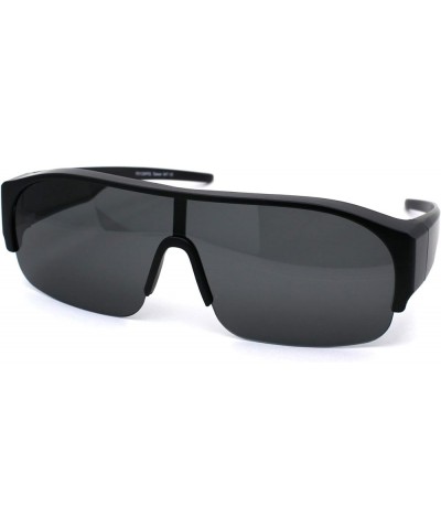 Polarized 60mm Half Rim Rectangle Wear Over Eyeglasses Sunglasses Matte Black $10.37 Designer