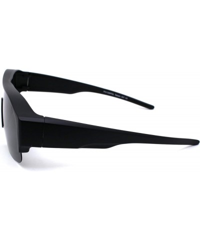 Polarized 60mm Half Rim Rectangle Wear Over Eyeglasses Sunglasses Matte Black $10.37 Designer