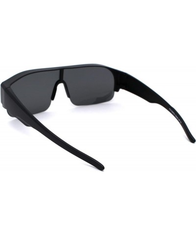 Polarized 60mm Half Rim Rectangle Wear Over Eyeglasses Sunglasses Matte Black $10.37 Designer