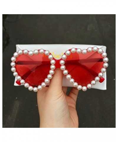 Fashion Heart shape Women Pearl Sunglasses Retro Bling Sun Glasses Ladies Diamond Party Sunglasses pink Eyewear Red $10.06 De...