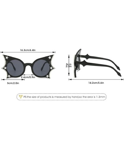 Vintage Rhinestone Sunglasses Women Bat Punk Eyewear Womens Funny Glasses Ladies Butterfly Diamond Sunglasses UV400 Black $10...