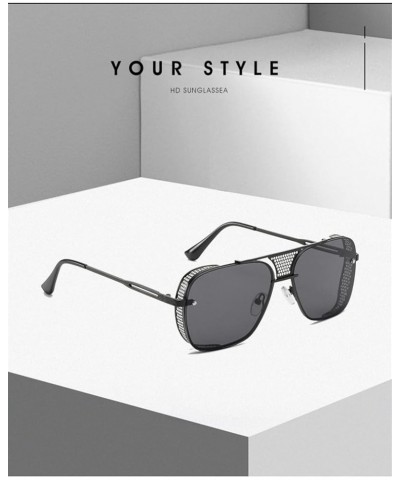 Metal Box Men and Women Shading Sunglasses Outdoor Vacation Driving (Color : E, Size : Medium) Medium B $22.29 Designer