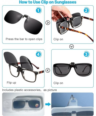 Polarized Flip-up Clip-on Sunglasses for Eyeglasses for Men and Women Outdoor/Driving UV400 Gray $13.49 Square