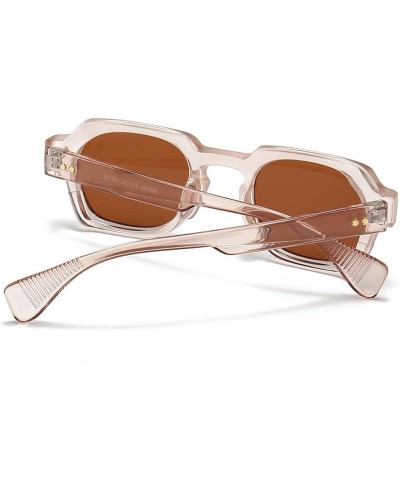 Vintage Square Sunglasses Thick Frame Fashion Sun Glasses Unisex Candy Color Eyeglasses UV400 Lens Brown $11.56 Square