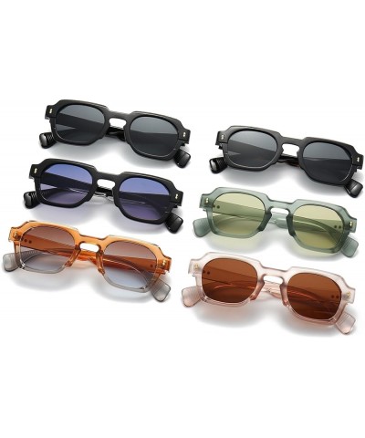 Vintage Square Sunglasses Thick Frame Fashion Sun Glasses Unisex Candy Color Eyeglasses UV400 Lens Brown $11.56 Square