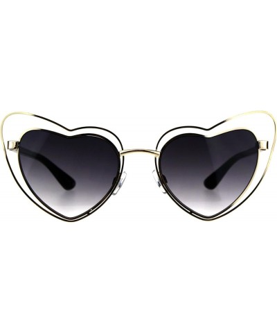 Heart Shape Sunglasses Womens Lolita Fashion Double Frame UV 400 Gold (Smoke) $9.25 Cat Eye