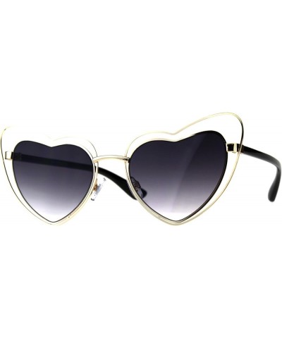 Heart Shape Sunglasses Womens Lolita Fashion Double Frame UV 400 Gold (Smoke) $9.25 Cat Eye