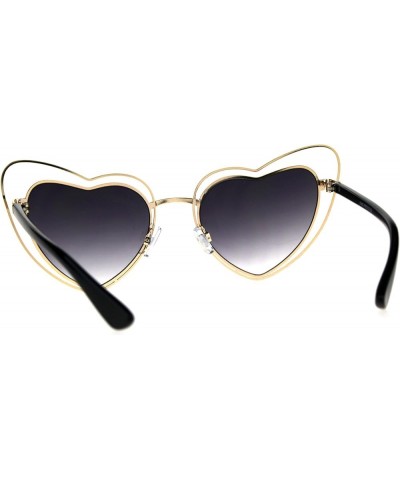 Heart Shape Sunglasses Womens Lolita Fashion Double Frame UV 400 Gold (Smoke) $9.25 Cat Eye