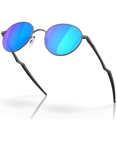 Men's Oo4146 Terrigal Round Sunglasses Satin Light Steel/Prizm Sapphire Polarized $87.32 Designer