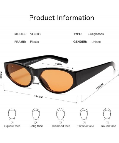 Polarized Retro Small Oval Cat Eye Sunglasses Womens Men Trendy Cateye Shades Narrow Skinny 90s Sunnies VL9683 C2 Black Frame...