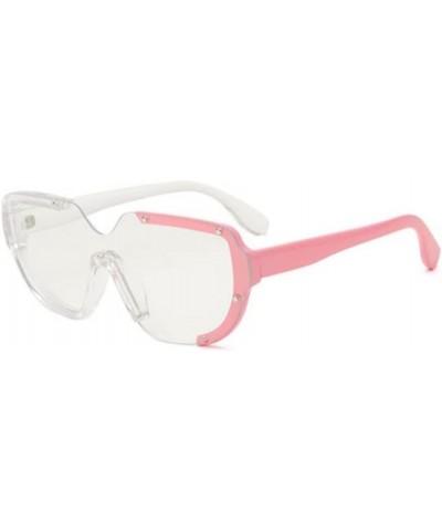 Two Side Rivet Integrated PC Anti Ultraviolet Sunglasses Unisex Personality One-piece Sunglasses Pink Transparent Frame Trans...