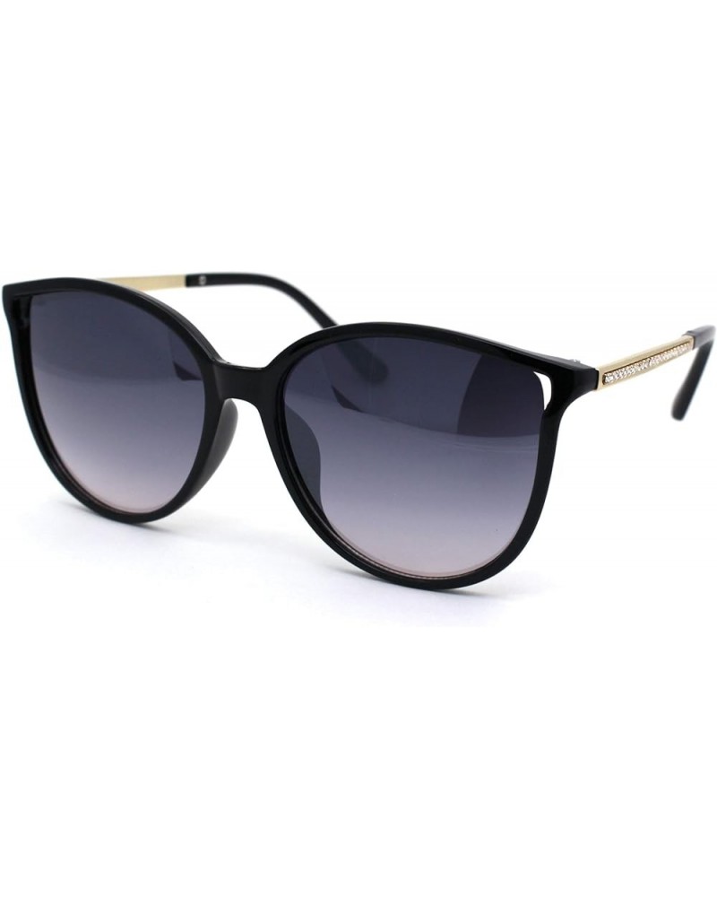 Womens Horned Plastic Rhinestone Jewel Arm Sunglasses Black Smoke $8.98 Cat Eye