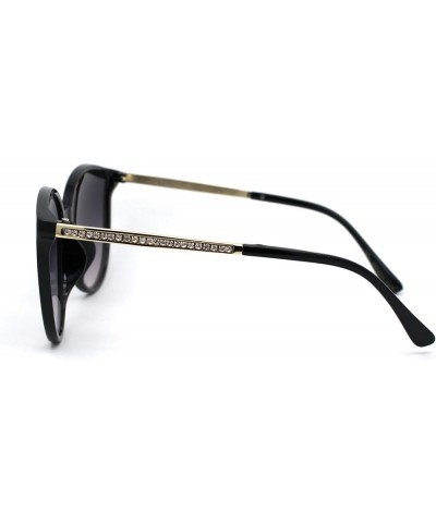 Womens Horned Plastic Rhinestone Jewel Arm Sunglasses Black Smoke $8.98 Cat Eye