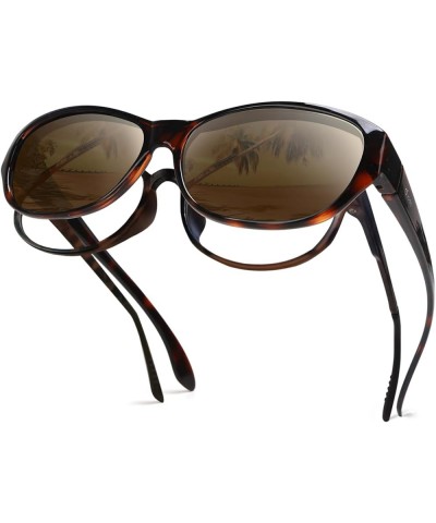 Fit Over Glasses Sunglasses with Polarized Lenses for Men and Women Leopard Frame /Brown Lens $11.69 Rectangular