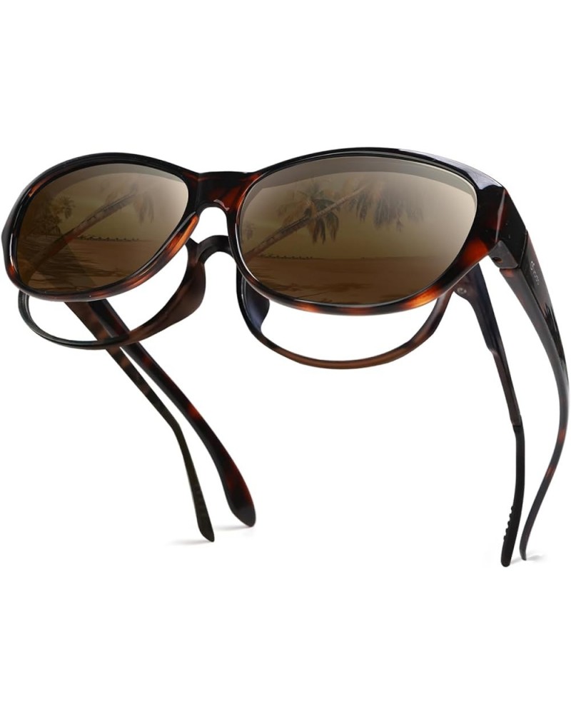 Fit Over Glasses Sunglasses with Polarized Lenses for Men and Women Leopard Frame /Brown Lens $11.69 Rectangular