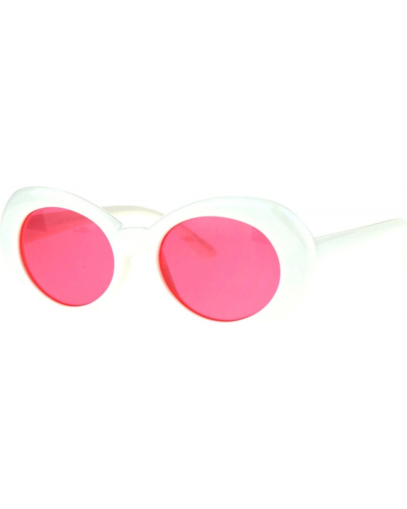 Womens Vintage Fashion Sunglasse Oval Cateye White Frame Red Lens UV 400 $8.77 Oval