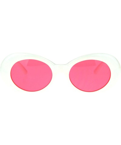 Womens Vintage Fashion Sunglasse Oval Cateye White Frame Red Lens UV 400 $8.77 Oval