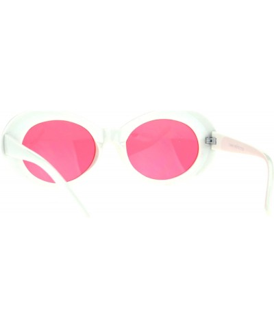 Womens Vintage Fashion Sunglasse Oval Cateye White Frame Red Lens UV 400 $8.77 Oval