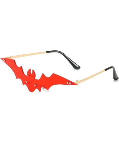 Polygon Bat Shaped Sunglasses for Women Frameless Grey Red Punk Sun Glasses Cosplay Glasses Men Small&red $9.85 Designer