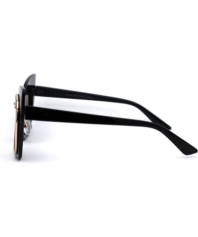 Womens Double Rim Thick Cat Eye Retro Fashion Sunglasses Black Gold Smoke $7.25 Butterfly