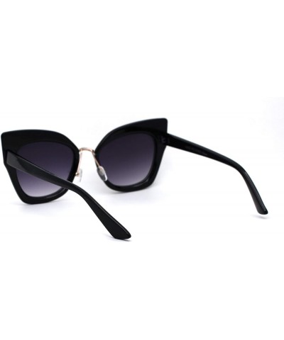 Womens Double Rim Thick Cat Eye Retro Fashion Sunglasses Black Gold Smoke $7.25 Butterfly