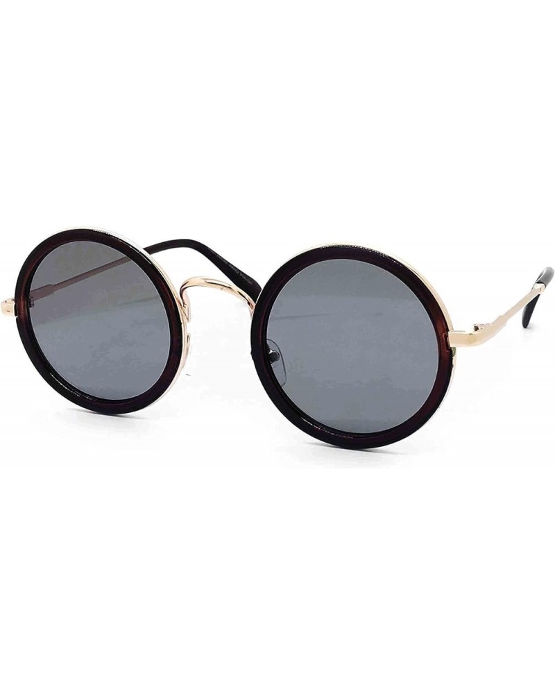 81296 Premium Vintage Classic Nerd Hippie Retro Round Circle Womens Mens Tinted Sunglasses Brown $10.12 Round