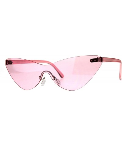 Rimless Cateye Sunglasses Womens Thin Monoblock Translucent Frame UV400 Pink $8.81 Rimless