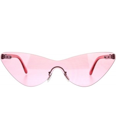 Rimless Cateye Sunglasses Womens Thin Monoblock Translucent Frame UV400 Pink $8.81 Rimless