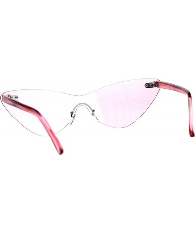 Rimless Cateye Sunglasses Womens Thin Monoblock Translucent Frame UV400 Pink $8.81 Rimless