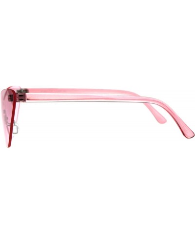 Rimless Cateye Sunglasses Womens Thin Monoblock Translucent Frame UV400 Pink $8.81 Rimless