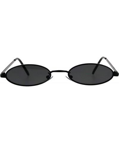 Mens Oval Narrow Metal Rim Round Mod Pimp Sunglasses All Black $7.77 Oval