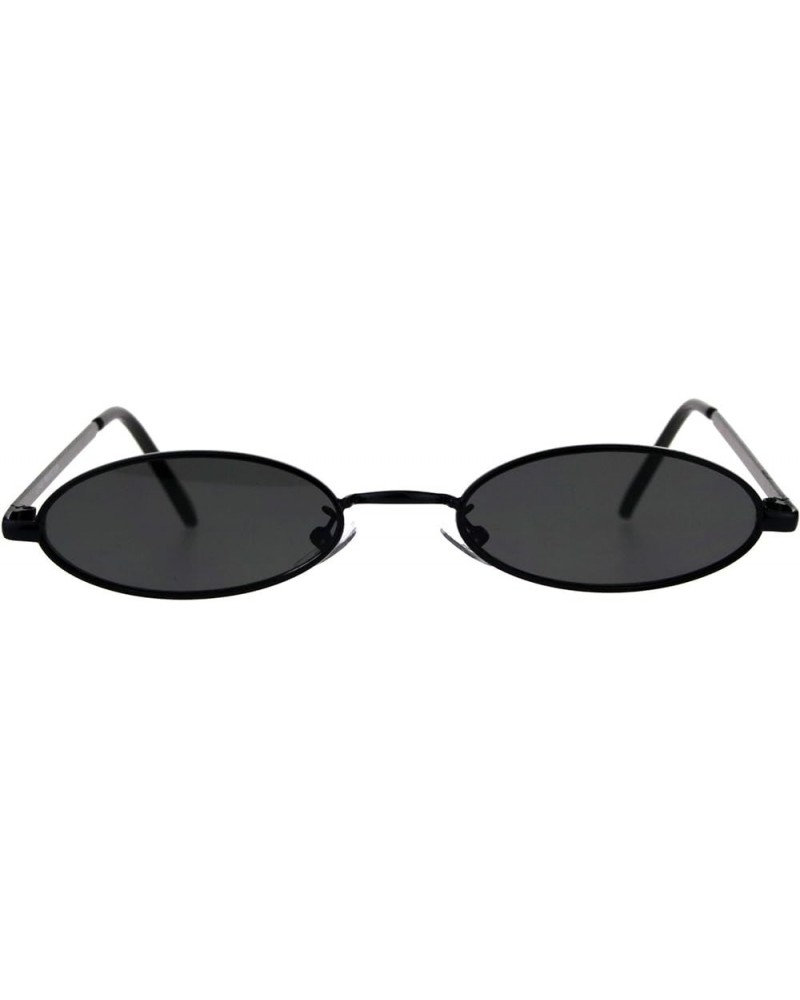 Mens Oval Narrow Metal Rim Round Mod Pimp Sunglasses All Black $7.77 Oval