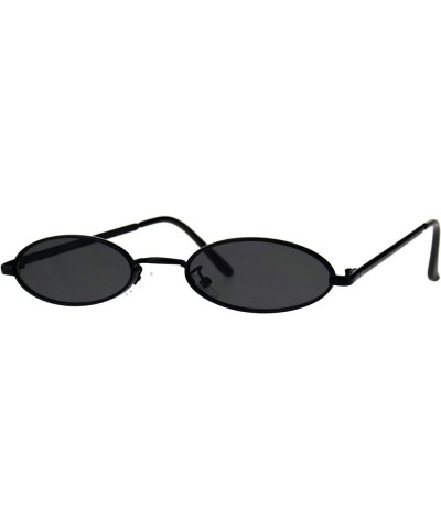 Mens Oval Narrow Metal Rim Round Mod Pimp Sunglasses All Black $7.77 Oval