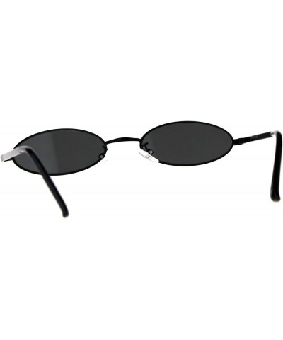 Mens Oval Narrow Metal Rim Round Mod Pimp Sunglasses All Black $7.77 Oval