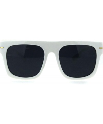 Vintage Retro Thick Plastic Flat Top Horn Rim Mob Sunglasses White Black $7.62 Rectangular