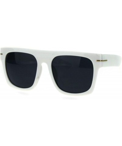 Vintage Retro Thick Plastic Flat Top Horn Rim Mob Sunglasses White Black $7.62 Rectangular