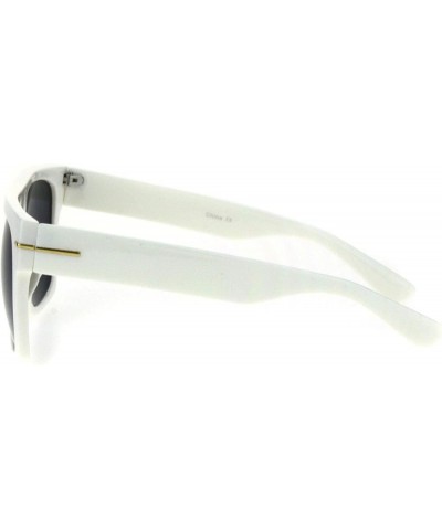 Vintage Retro Thick Plastic Flat Top Horn Rim Mob Sunglasses White Black $7.62 Rectangular