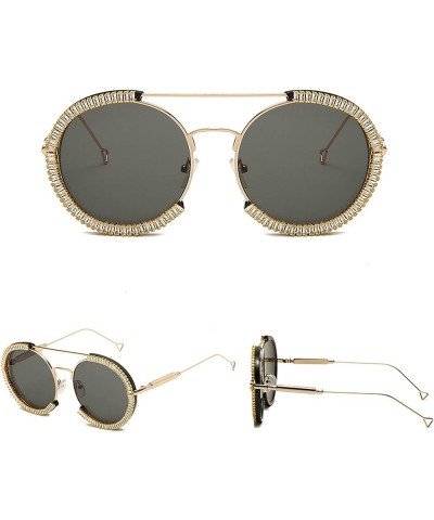 Zircon Oversized Rhinestone Sunglasses Retro Crystal Round Sun Glasses Sparkling Bling Glasses for Women Gray $11.53 Oversized