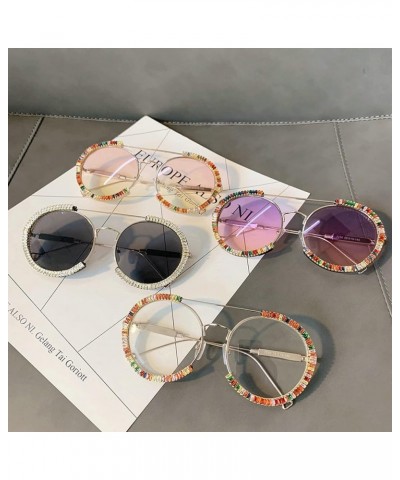 Zircon Oversized Rhinestone Sunglasses Retro Crystal Round Sun Glasses Sparkling Bling Glasses for Women Gray $11.53 Oversized