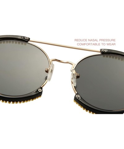 Zircon Oversized Rhinestone Sunglasses Retro Crystal Round Sun Glasses Sparkling Bling Glasses for Women Gray $11.53 Oversized