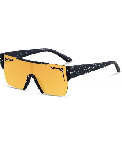 Square Sunglasses Women Men Flat Top Mirrored Sunnies Shades UV Protection Mirror Orange $10.25 Shield