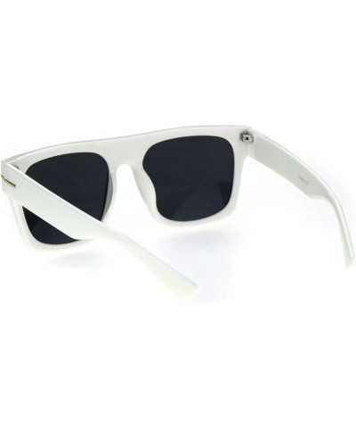 Vintage Retro Thick Plastic Flat Top Horn Rim Mob Sunglasses White Black $7.62 Rectangular